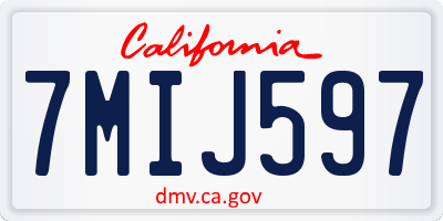 CA license plate 7MIJ597