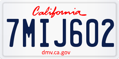 CA license plate 7MIJ602