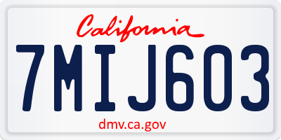 CA license plate 7MIJ603