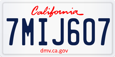 CA license plate 7MIJ607