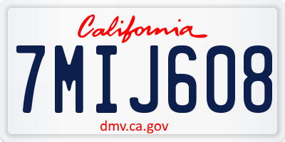 CA license plate 7MIJ608