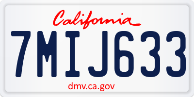 CA license plate 7MIJ633