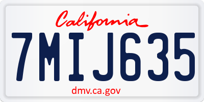 CA license plate 7MIJ635