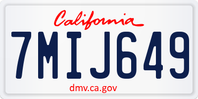 CA license plate 7MIJ649