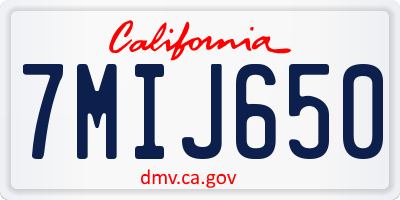CA license plate 7MIJ650