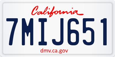 CA license plate 7MIJ651