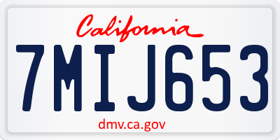 CA license plate 7MIJ653