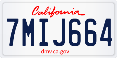 CA license plate 7MIJ664