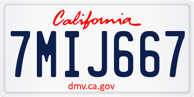 CA license plate 7MIJ667