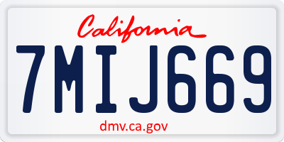 CA license plate 7MIJ669