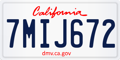 CA license plate 7MIJ672