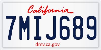 CA license plate 7MIJ689