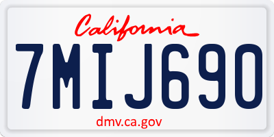 CA license plate 7MIJ690