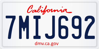 CA license plate 7MIJ692