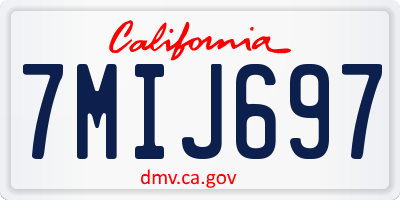 CA license plate 7MIJ697