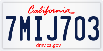 CA license plate 7MIJ703