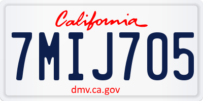 CA license plate 7MIJ705