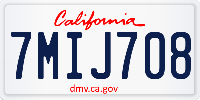 CA license plate 7MIJ708