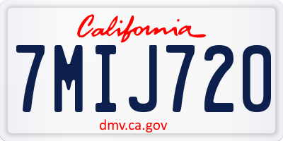 CA license plate 7MIJ720