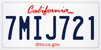 CA license plate 7MIJ721