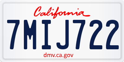CA license plate 7MIJ722