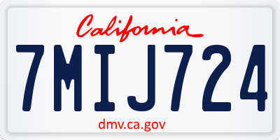CA license plate 7MIJ724