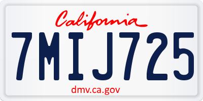 CA license plate 7MIJ725