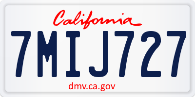 CA license plate 7MIJ727