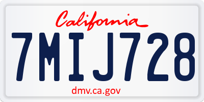 CA license plate 7MIJ728
