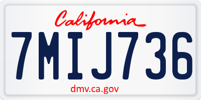 CA license plate 7MIJ736