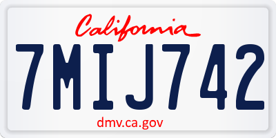CA license plate 7MIJ742