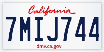 CA license plate 7MIJ744