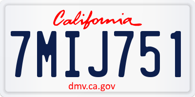 CA license plate 7MIJ751
