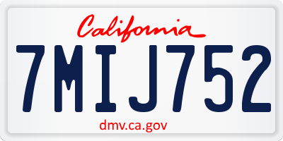 CA license plate 7MIJ752