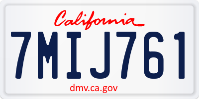 CA license plate 7MIJ761