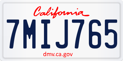 CA license plate 7MIJ765
