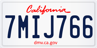 CA license plate 7MIJ766
