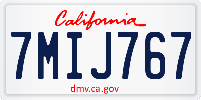 CA license plate 7MIJ767