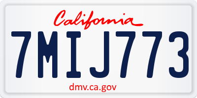 CA license plate 7MIJ773