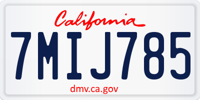 CA license plate 7MIJ785