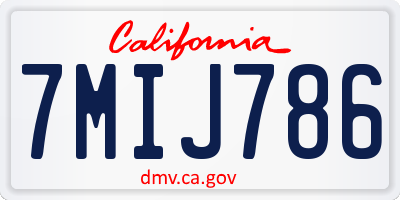 CA license plate 7MIJ786