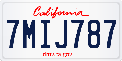 CA license plate 7MIJ787