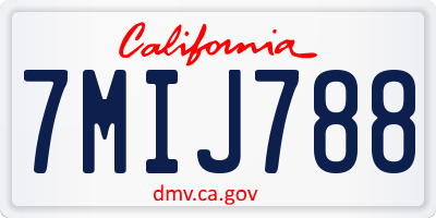 CA license plate 7MIJ788
