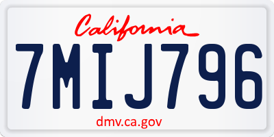 CA license plate 7MIJ796