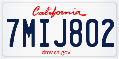 CA license plate 7MIJ802