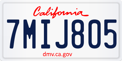 CA license plate 7MIJ805