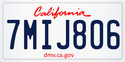 CA license plate 7MIJ806
