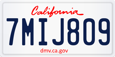 CA license plate 7MIJ809