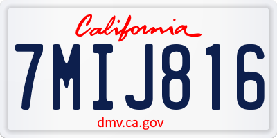 CA license plate 7MIJ816