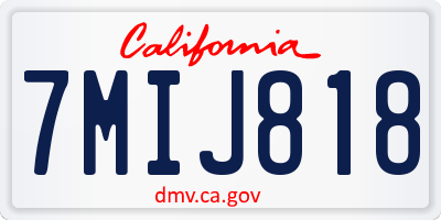 CA license plate 7MIJ818